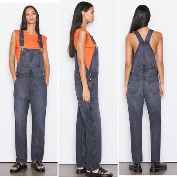 Revolve NEW Frame Denim Classic Overalls in Color Blackwater (Missing Button) - Picture 1 of 14